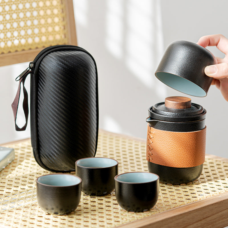 Portable Travel Tea Set With One Pot And Four Cups