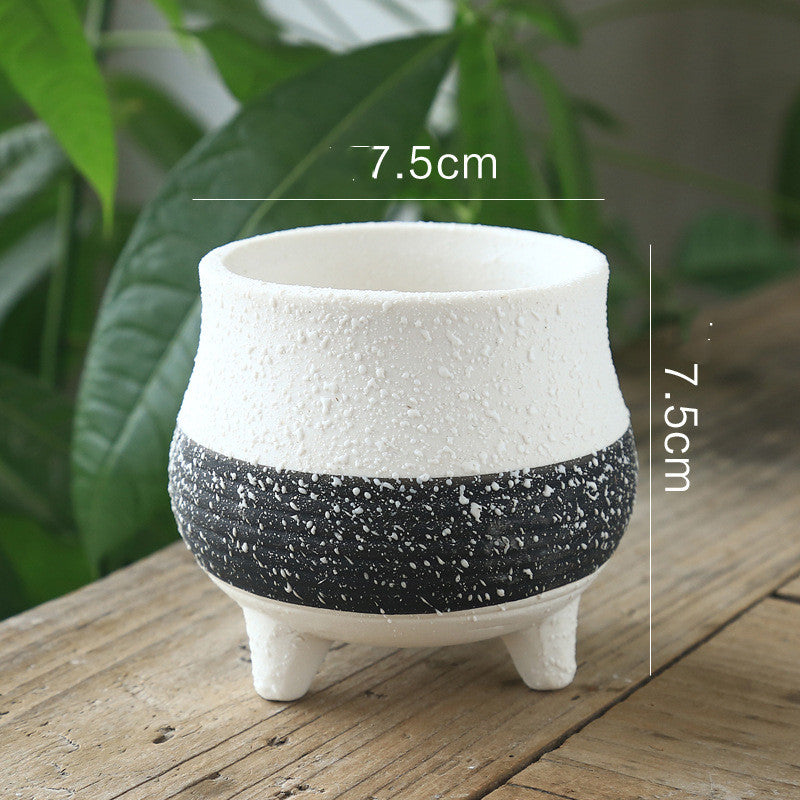 Snow Spray Glaze Black And White Breathable Creative Craft Flower Pot