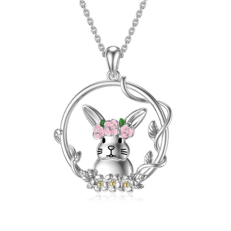 Sterling Silver Bunny Necklace Cute Rabbit Animal Necklace Birthday Gift for Women Lovely Rabbit