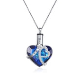 Sterling Silver Heart URN Necklace Engraved I Love You Forever Pendant Cremation Keepsake Necklace