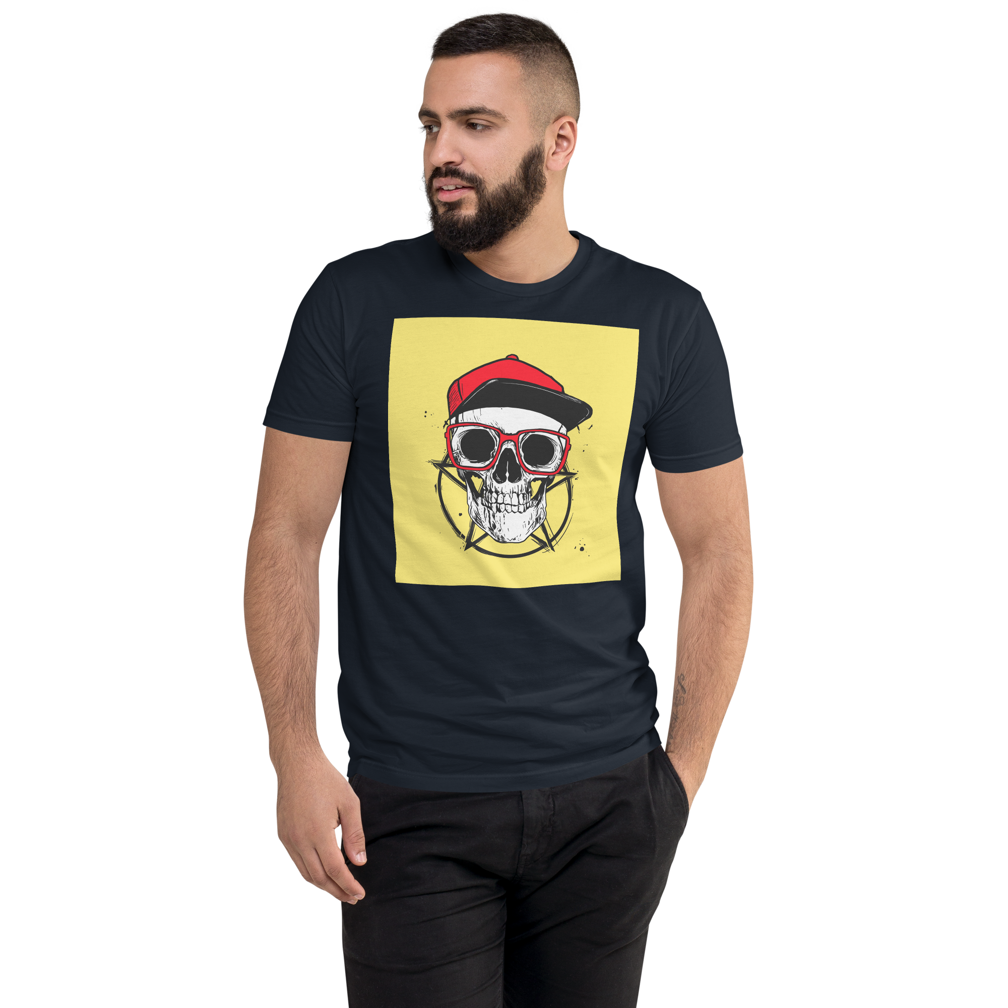 Skull With Hat Short Sleeve T-shirt New Fashion