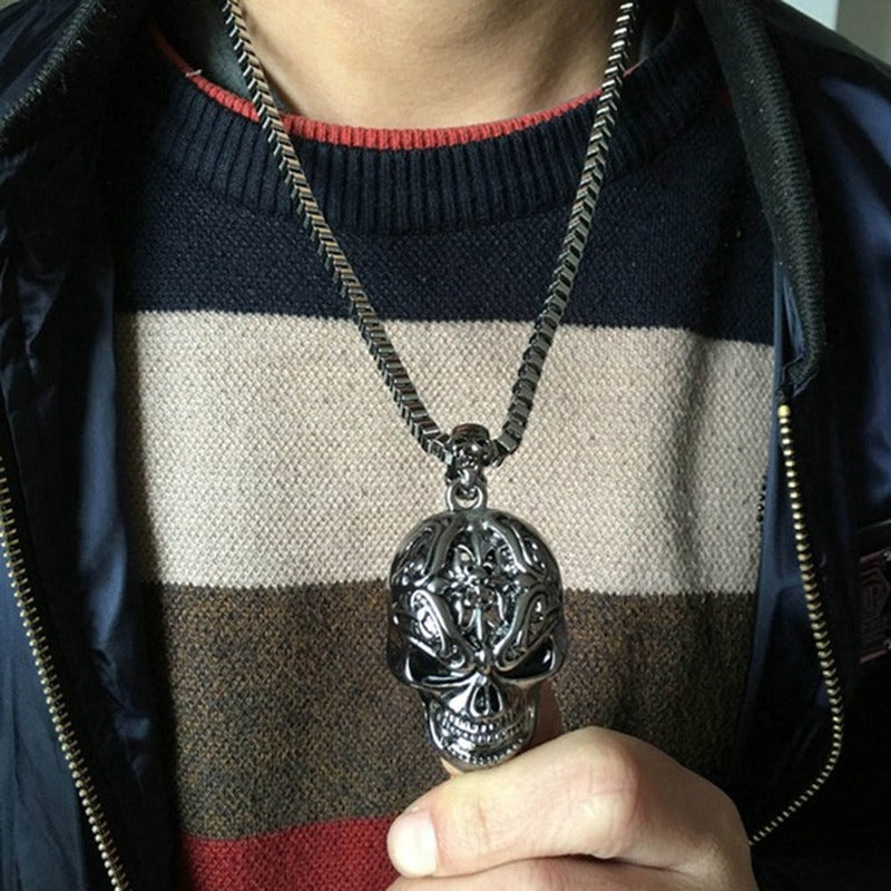 Evil Skull Necklace Metal  Pendant Trendy  Man and Women Punk Jewelry