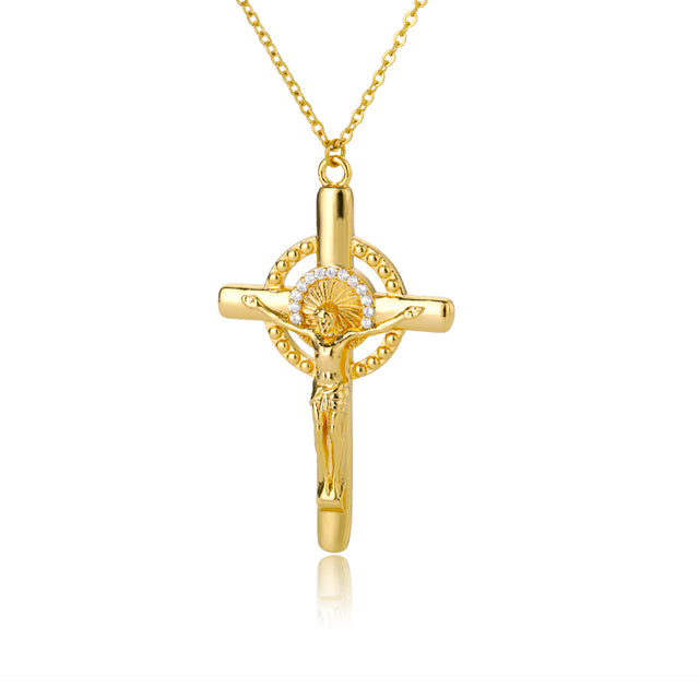 Stainless Steel Gold Cross Chain Necklace For Women Men